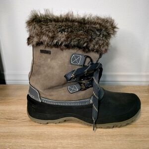 KHOMBU Slope Brown Suede Leather Faux Fur Lined Winter Boots Womens Size 9 M
